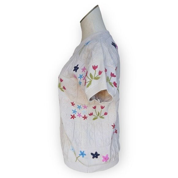 Vintage Knit Grandma Sweat with Floral Embroidery - Picture 2 of 9